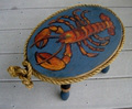 lobster, lobster art, hand painted lobster, painted furniture, hand painted furniture, sea shore art, sea shore furniture