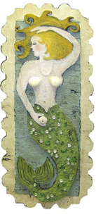 mixed media mermaid, mixed media sea shore art, wall decor, sea shore art, South Jersey artist, fantasy artwork, hand carved mermaid, acrylic mermaid