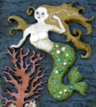 mermaid, Tucker Stouch, acrylic artist, mermaid artist, mermaid art, mixed media mermaid, sea shore art