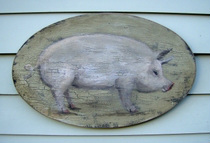 Hand painted, primitive pig art